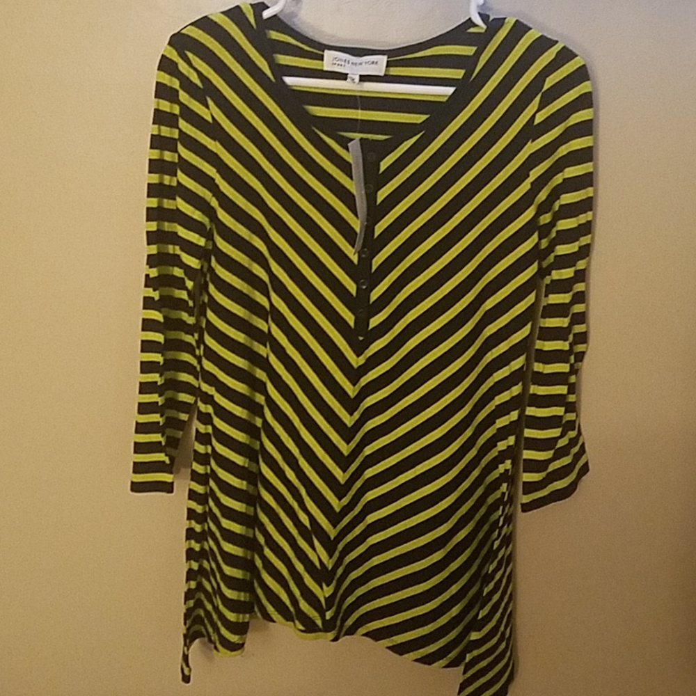 NWT Jones New York • Navy/Lime Shirt Dress